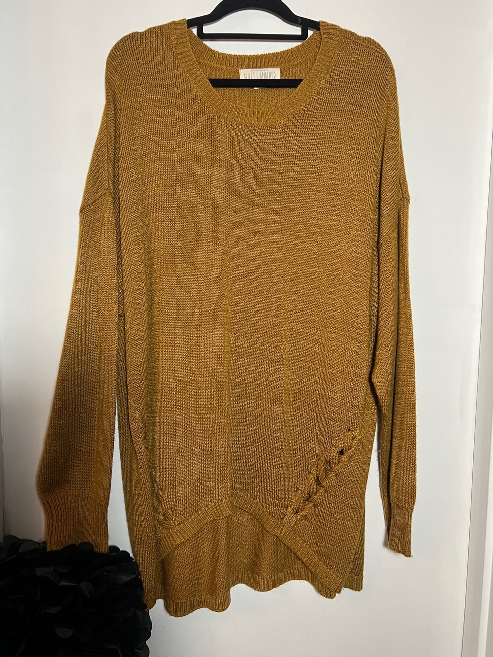 Sweet Wanderer Mustard Yellow Tunic Sweater